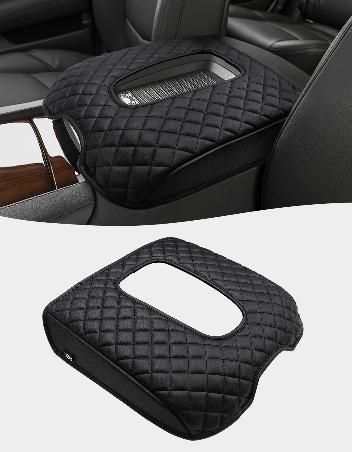 KBH Black Center Console Armrest Cover Pad Cushion Protector for Cadillac Escalade 2015-2020