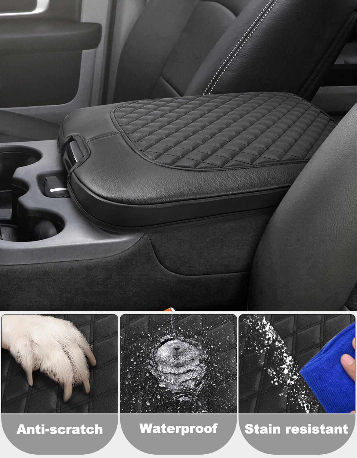 KBH Center Console Armrest Cover for Jump Seat 2013-2018 Dodge Ram 1500,2013-2025 Dodge Ram 2500/3500/1500Classic