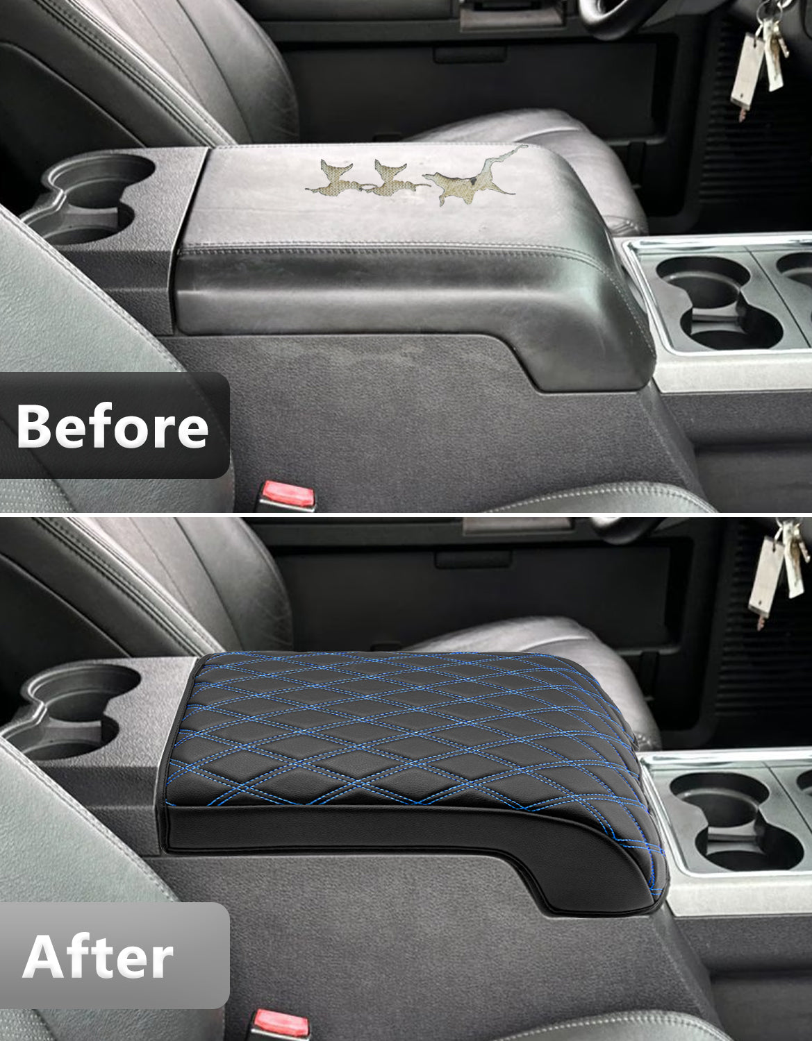 KBH Center Console Cover Pad for Bucket Seat 2011-2016 Ford F250 F350 F450 F550 Super Duty