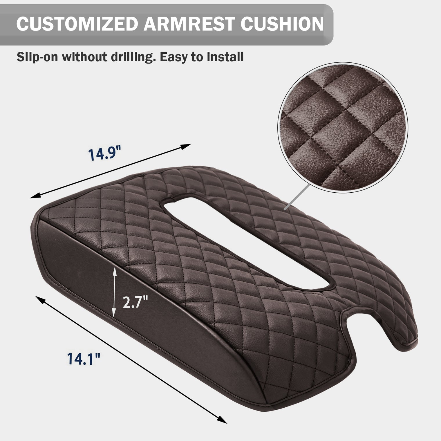 KBH Center Console Armrest Cover Pad for Bucket Seat 2014-2018 Chevy Silverado 1500 2500 3500,2014-2018 GMC Sierra 1500 2500 3500,2015-2020 Tahoe/Yukon/Suburban
