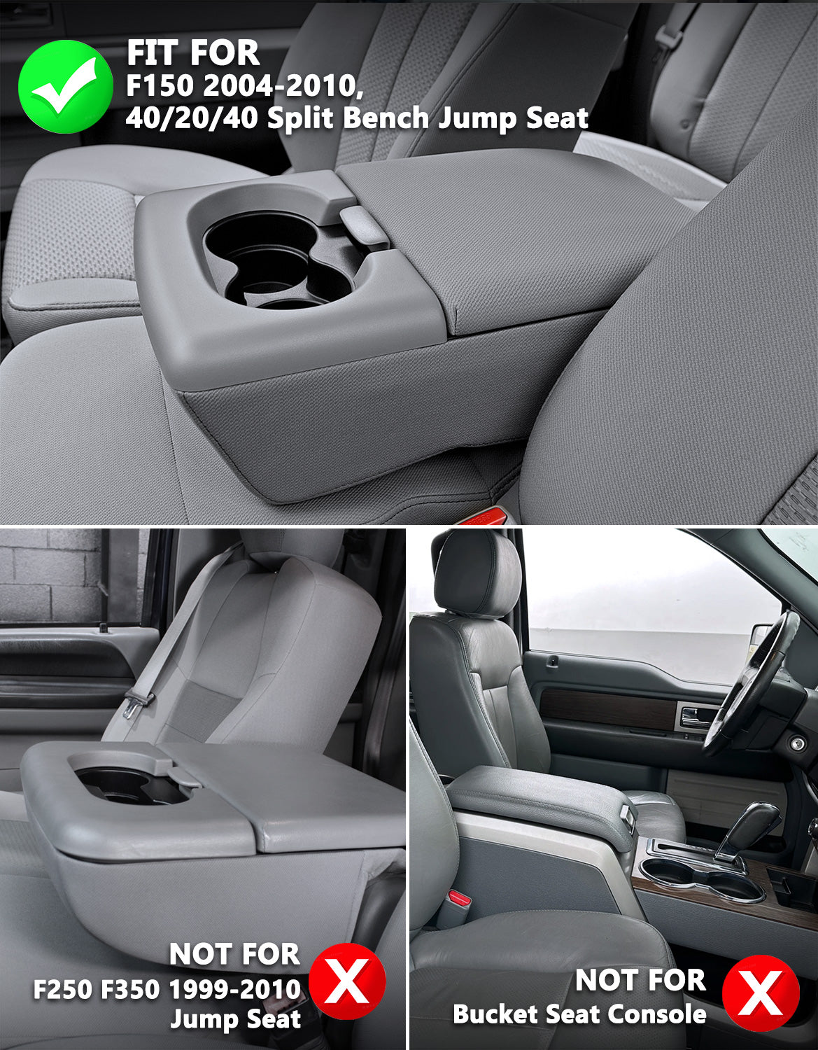 KBH Center Console Armrest Cover for Jump Seat 2004-2010 Ford F150