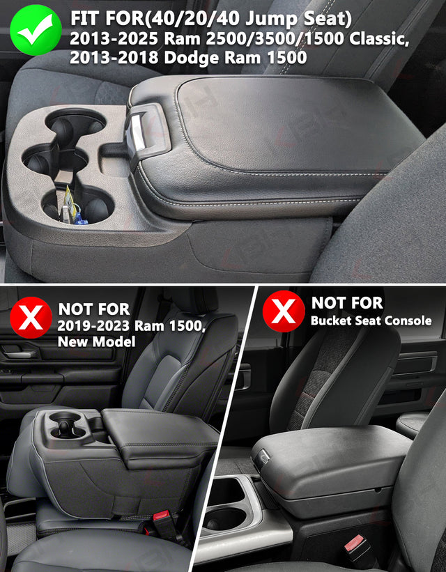 Easy Installation Center Console Cover Replacement for Jump Seat 2013-2018 Dodge Ram 1500,2013-2025 Dodge Ram 1500Classic,2013-2025 Dodge Ram 2500 3500