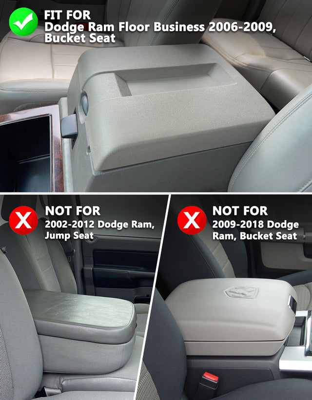 KBH Center Console Armrest Cover Pad for Bucket Seat Dodge Ram Floor Business 2006-2009 Dodge Ram Floor Business