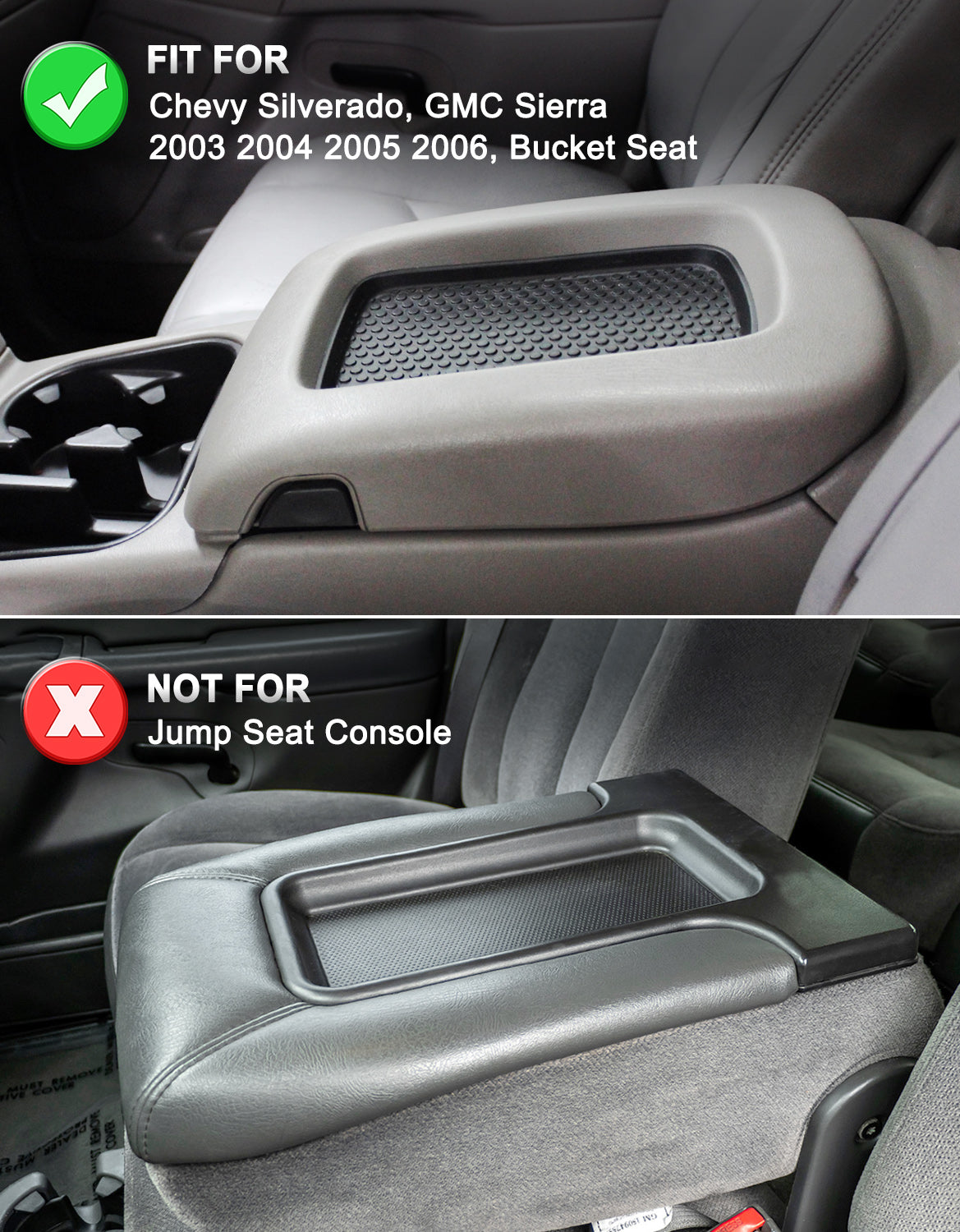 KBH Center Console Armrest Cover for Bucket Seat 2003-2006 Chevy Silverado 1500 2500 3500,2003-2006 Chevy Tahoe/Suburban/Avalanche, 2003-2006 GMC Sierra 1500 2500 3500,2003-2006 GMC Yukon