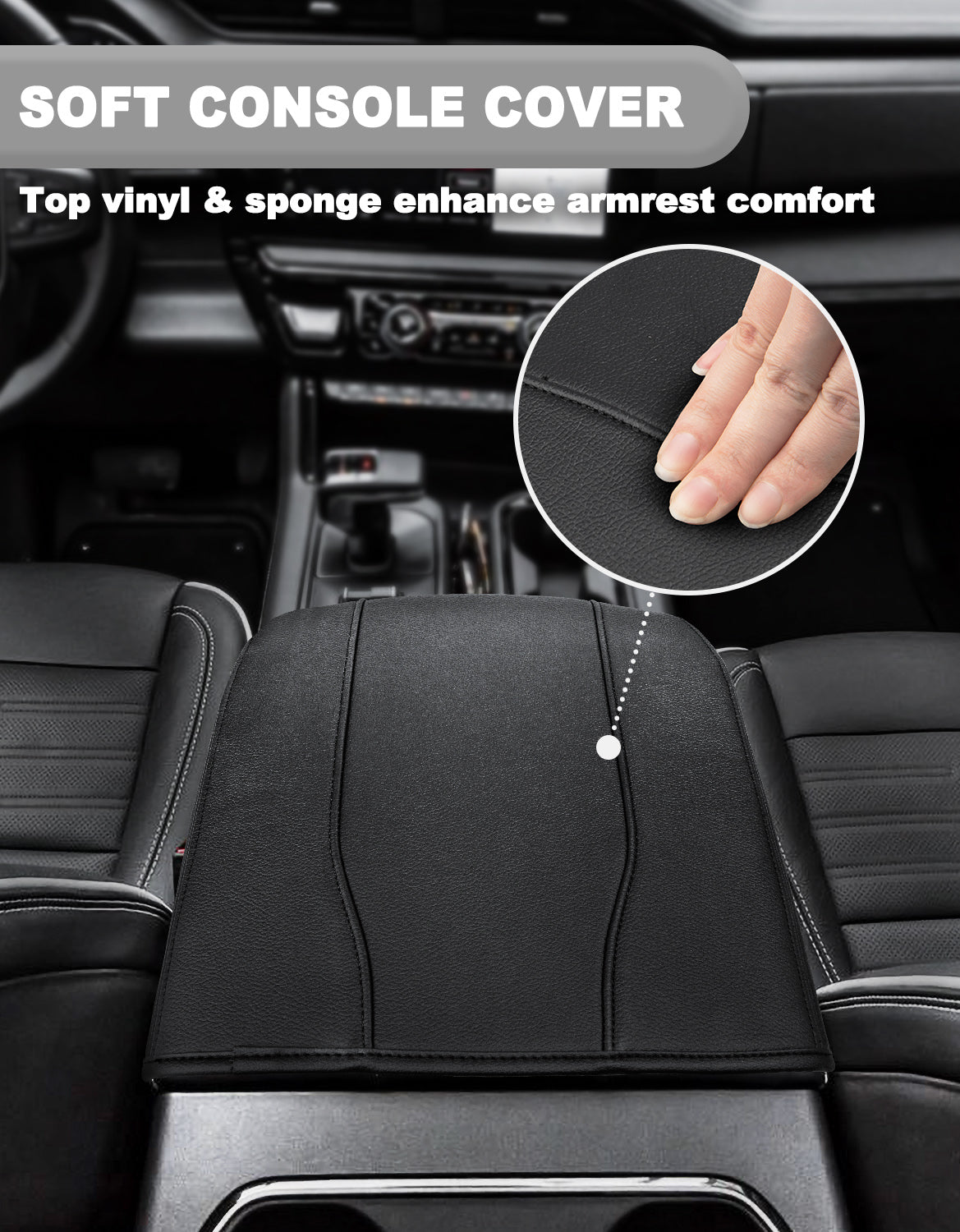 KBH Center Console Armrest Cover for Bucket Seat 2019-2025 Chevy Silverado 1500 2500 3500,2019-2025 GMC Sierra 1500 2500 3500,2021-2025 Tahoe/Suburban/Yukon