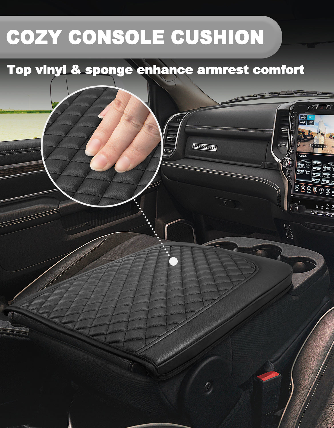 KBH Center Console Armrest Cover for Jump Seat 2013-2018 Dodge Ram 1500,2013-2025 Dodge Ram 2500/3500/1500Classic