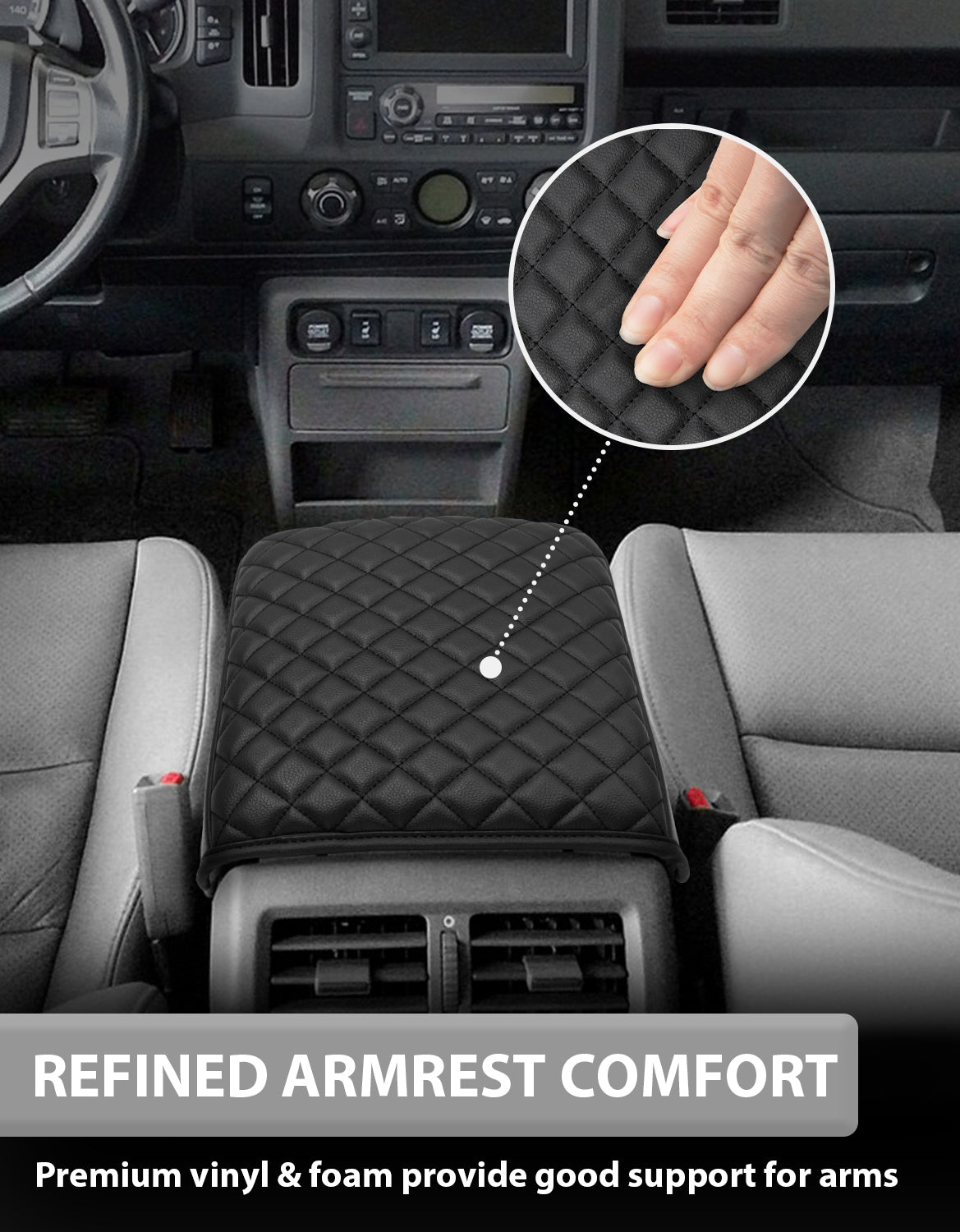 KBH Center Console Armrest Cover Cushion Pad Protector for Honda Ridgeline 2006-2014