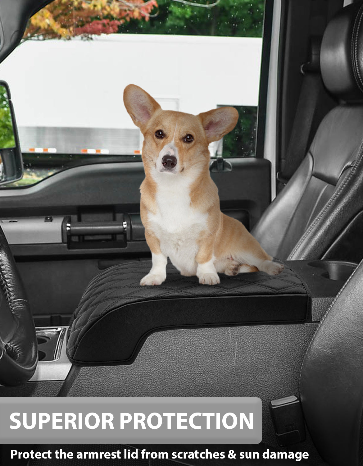 KBH Center Console Cover Pad for Bucket Seat 2011-2016 Ford F250 F350 F450 F550 Super Duty