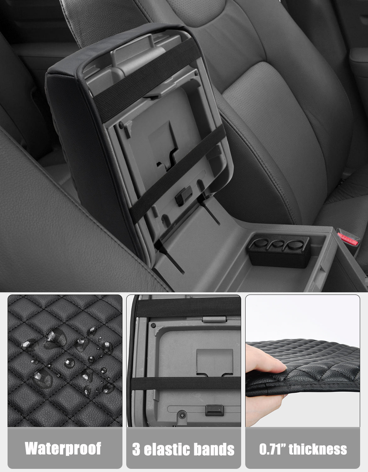 KBH Center Console Armrest Cover Cushion Pad Protector for Honda Ridgeline 2006-2014