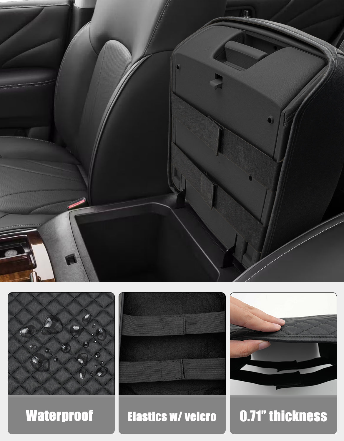 KBH Center Console Armrest Cover Pad Protector for Infiniti QX56 2011-2017, Infiniti QX80 2011-2017