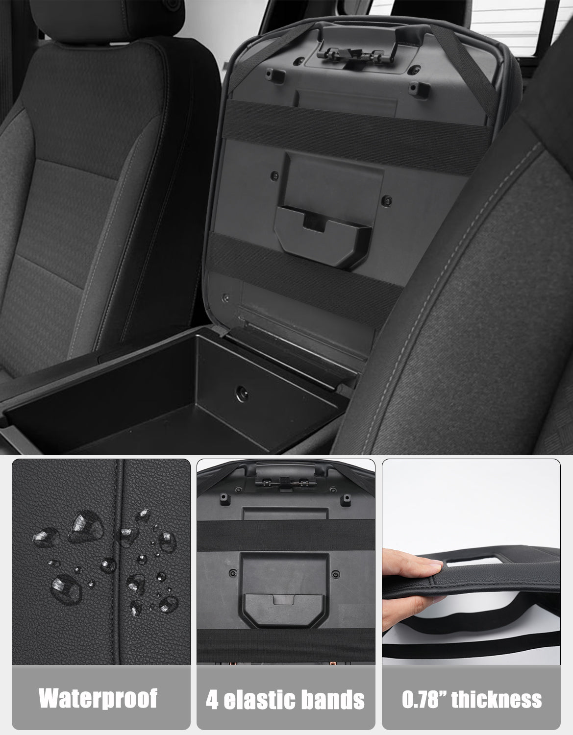 KBH Center Console Armrest Cover Pad for Jump Seat 2019-2026 GMC Sierra 1500 2500 3500,2019-2026 Chevy Silverado 1500 2500 3500