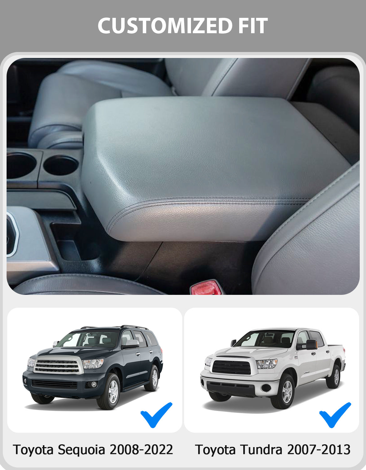 KBH Center Console Armrest Cover for 2007-2013 Toyota Tundra,2008-2022 Toyota Sequoia