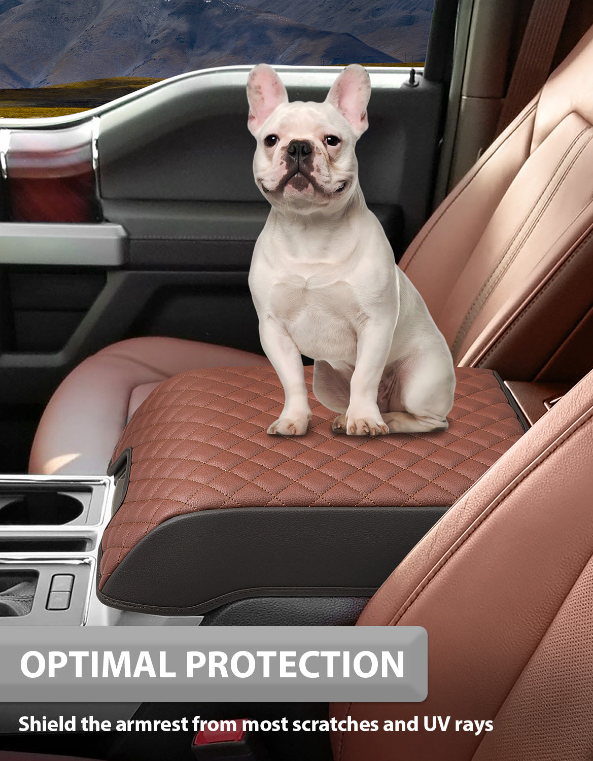 Center Console Armrest Cover Pad for Bucket Seat 2015-2020 Ford F150, 2017-2022 F250 F350 F450 F550 Super Duty, 2018-2024 Ford Expedition