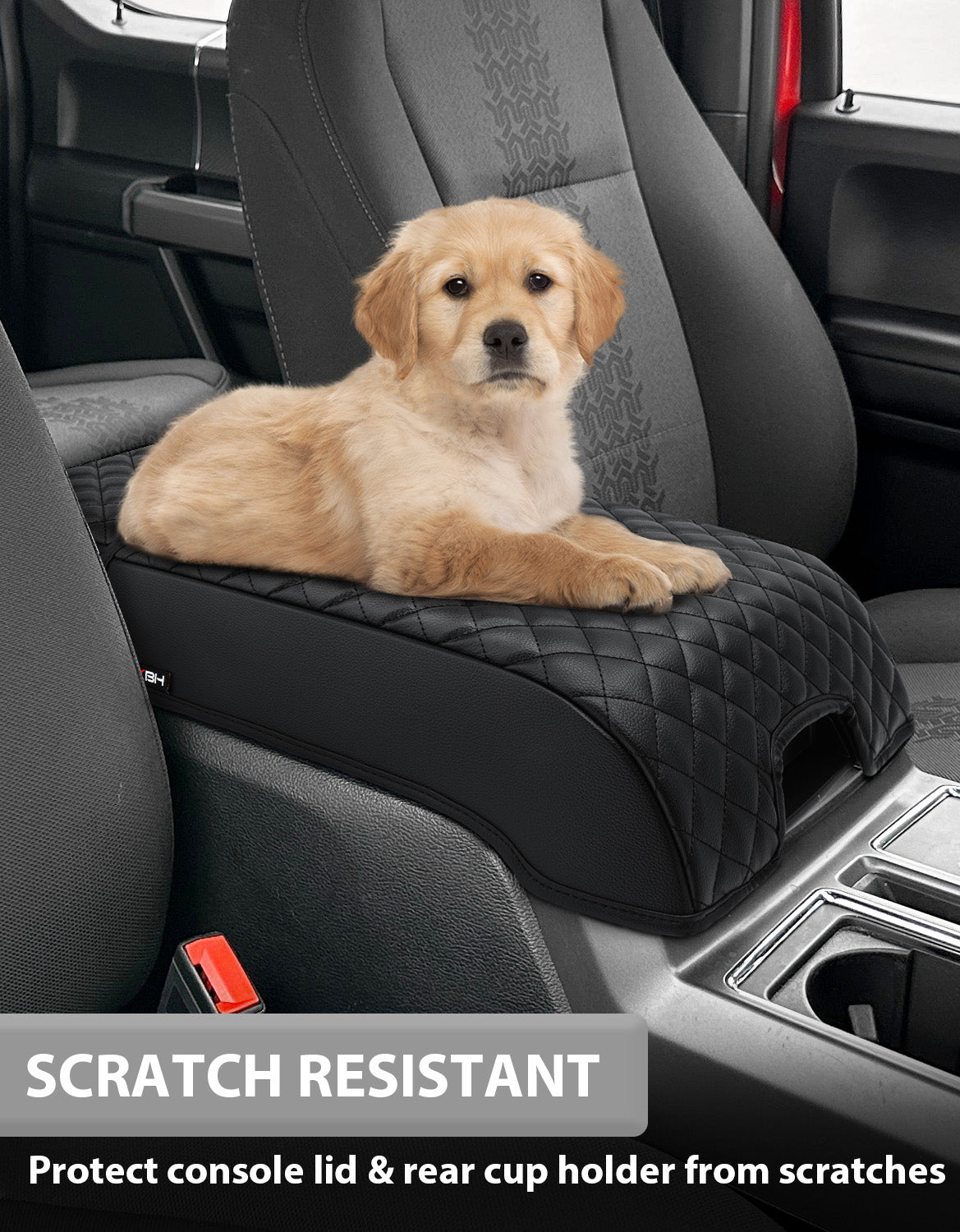 KBH Center Console Armrest Cover Pad for Bucket Seat 2015-2020 Ford F150, 2017-2022 F250 F350 F450 F550 Super Duty, 2018-2024 Ford Expedition