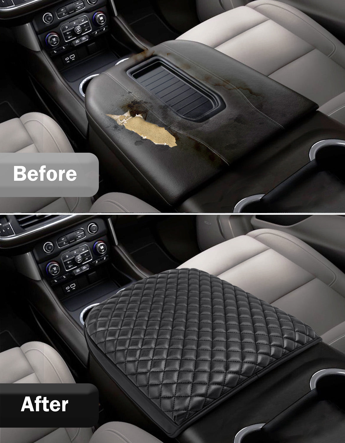 KBH Center Console Armrest Cover Pad for Bucket Seat 2019-2026 Chevy Silverado 1500 2500 3500,2019-2026 GMC Sierra 1500 2500 3500,2021-2026 Tahoe/Suburban/Yukon