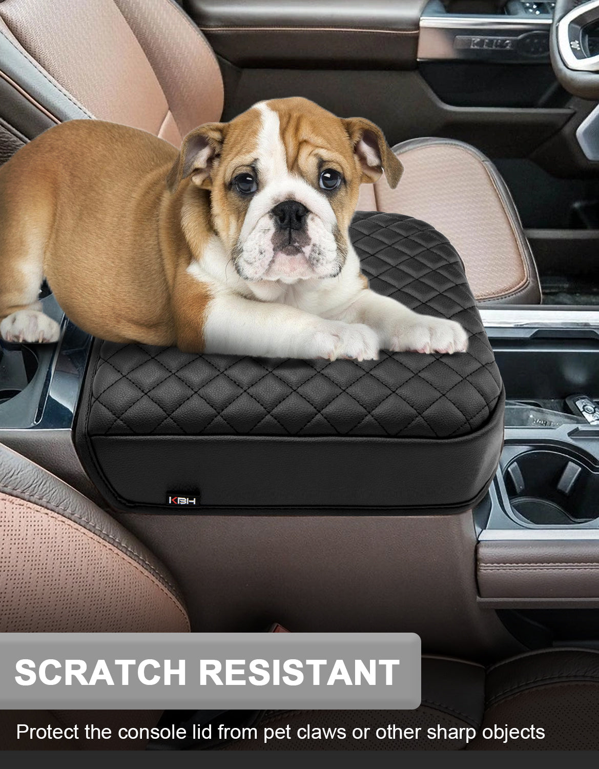 KBH Center Console Cover Pad for Bucket Seat 2023-2026 Ford F250 F350 F450 F550 Super Duty