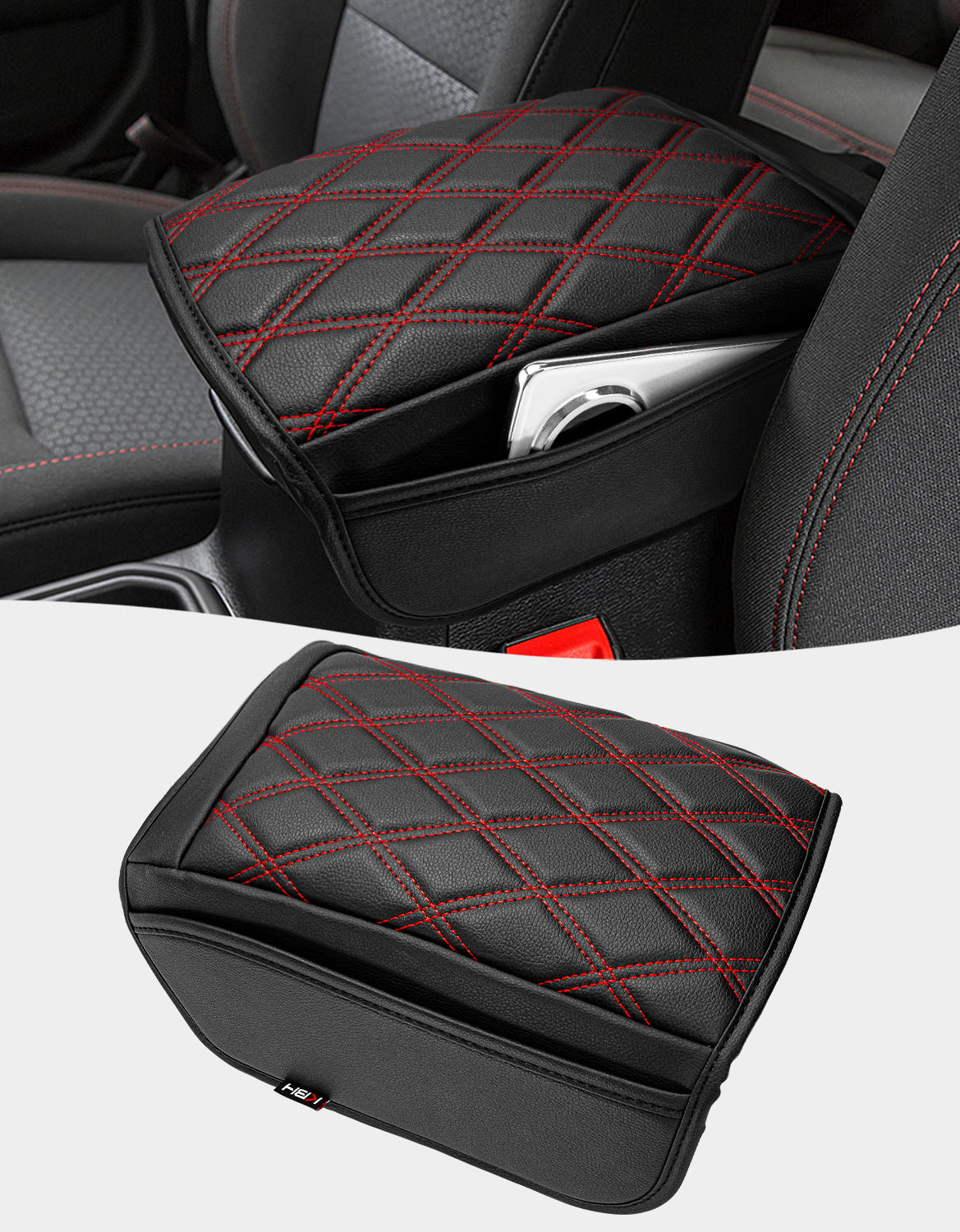 Center Console Armrest Cover for 2018-2025 Jeep Wrangler JL with Side Pockets