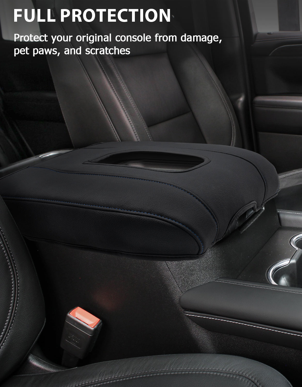 KBH Center Console Cushion Cover for Bucket Seat 2019-2026 GMC Sierra 1500 2500 3500,2019-2026 Chevy Silverado 1500 2500 3500, 2021-2026 Tahoe/Suburban/Yukon