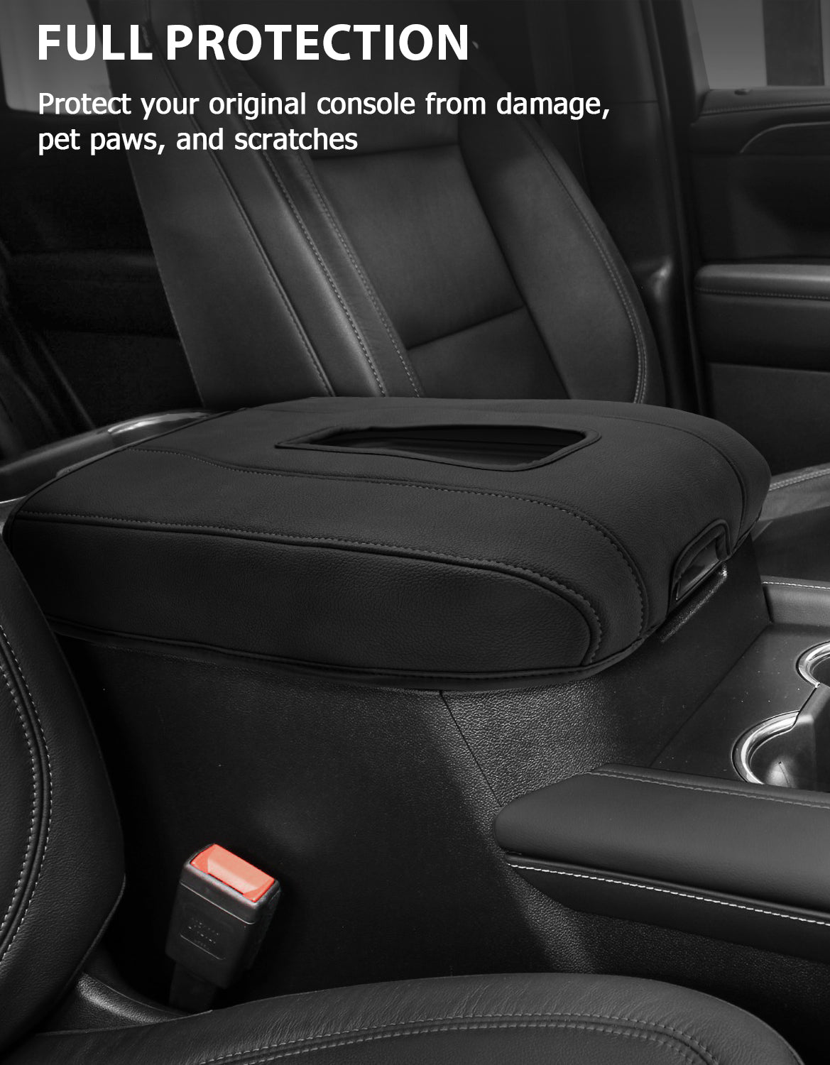 KBH Center Console Cushion Cover for Bucket Seat 2019-2025 GMC Sierra 1500 2500 3500,2019-2025 Chevy Silverado 1500 2500 3500, 2021-2025 Tahoe/Suburban/Yukon