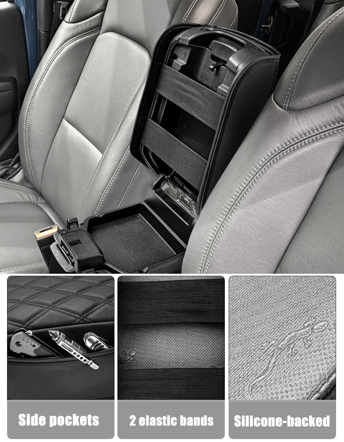 Center Console Armrest Cover for 2018-2025 Jeep Wrangler JL with Side Pockets
