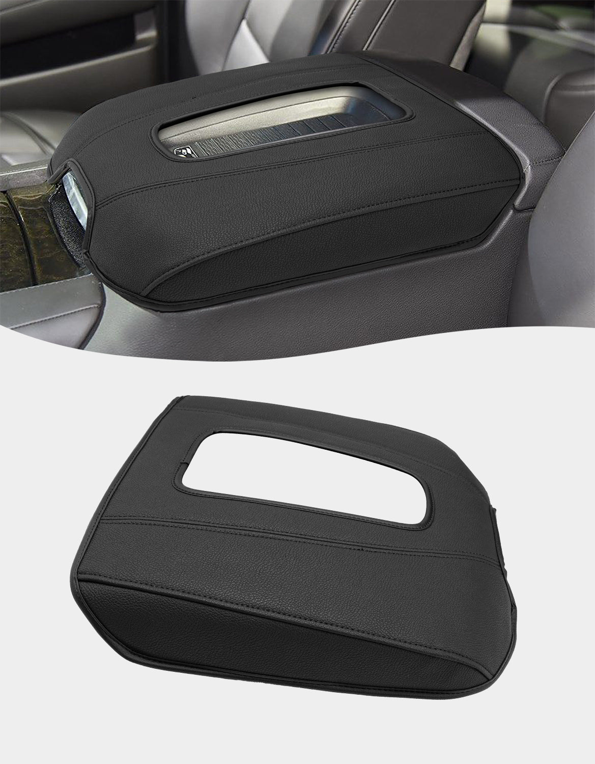 KBH Black Center Console Armrest Cover for 2015-2020 Cadillac Escalade