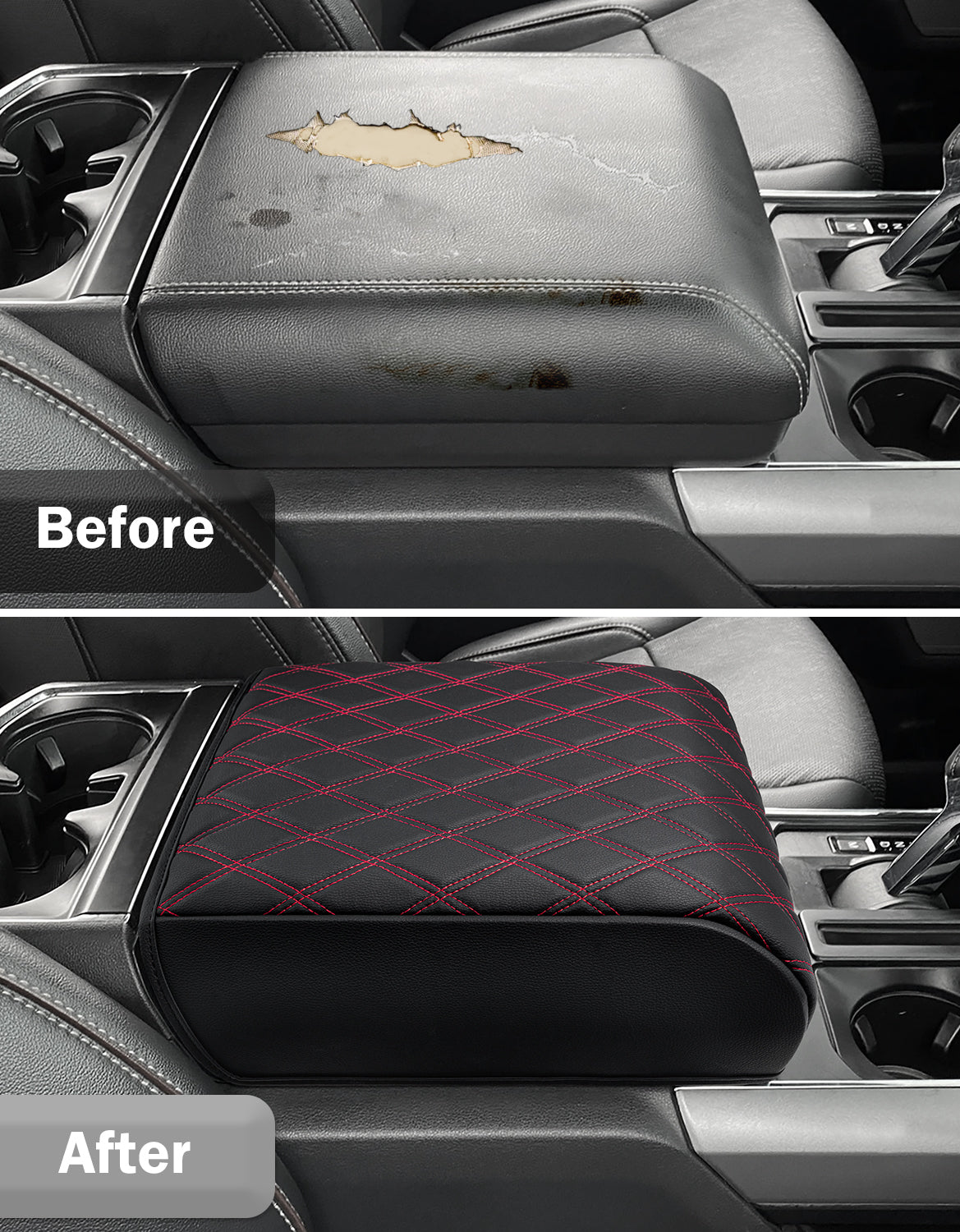 KBH Center Console Armrest Cover Pad for Bucket Seat 2021-2025 Ford F-150