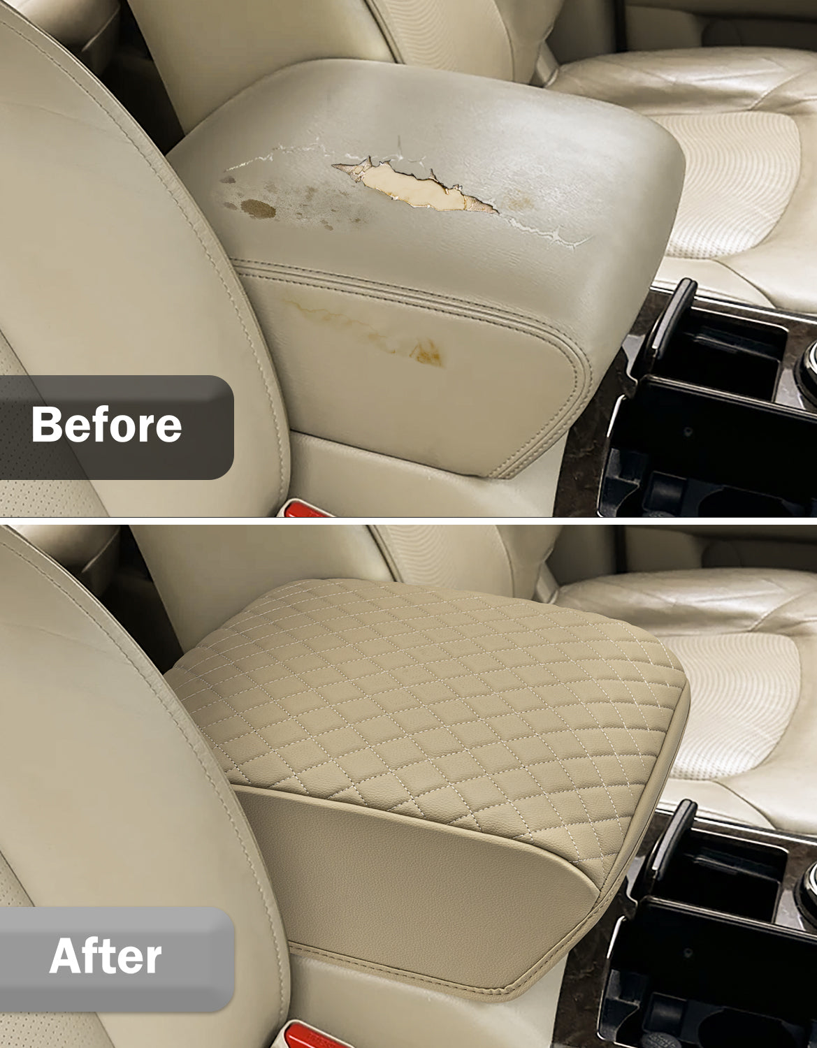 KBH Center Console Armrest Cover Pad Protector for Infiniti QX56 2011-2017, Infiniti QX80 2011-2017