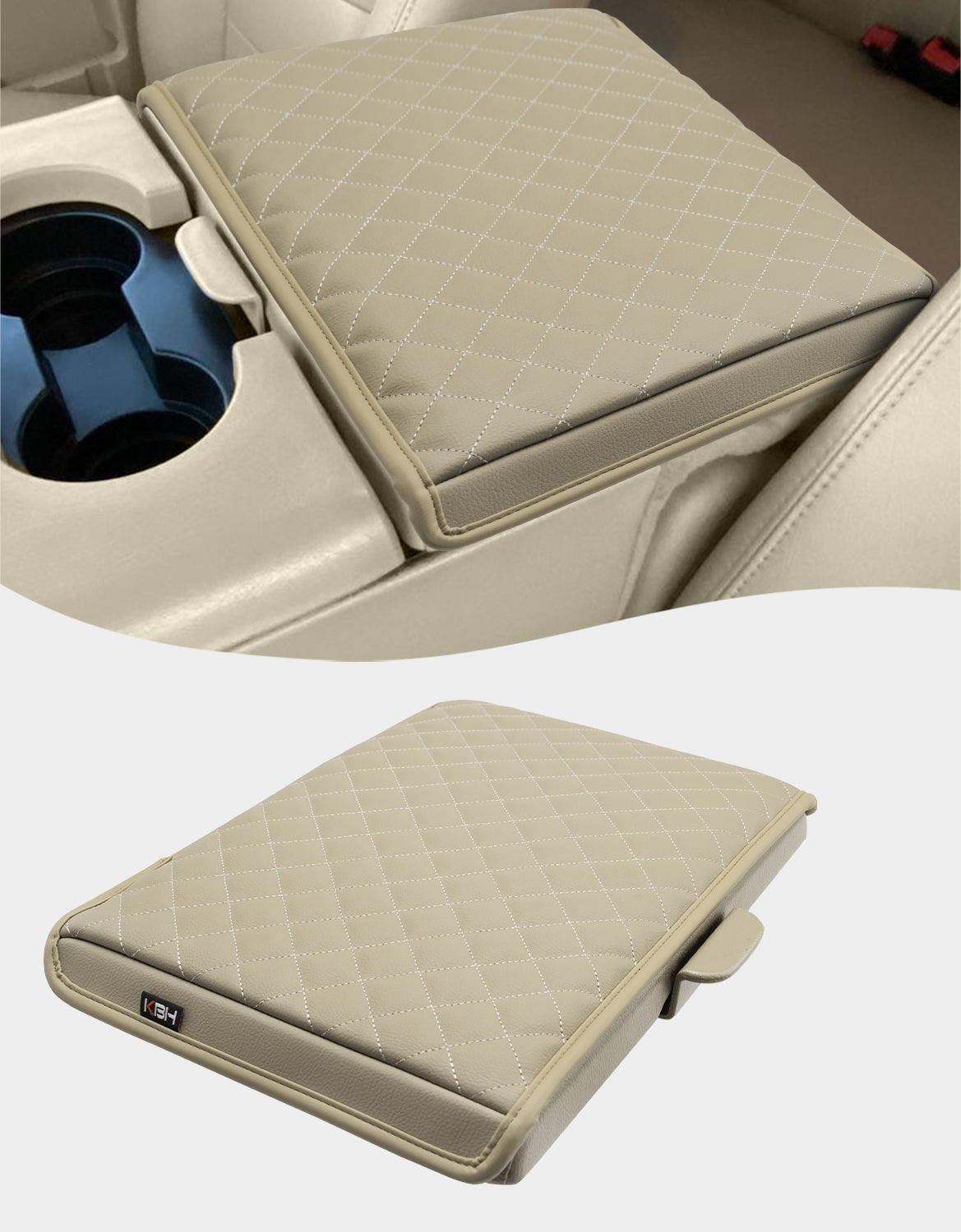 KBH Center Console Armrest Cover Pad for Jump Seat 1999-2010 Ford F250 F350 F450 Super Duty,2001-2005 F550 Super Duty