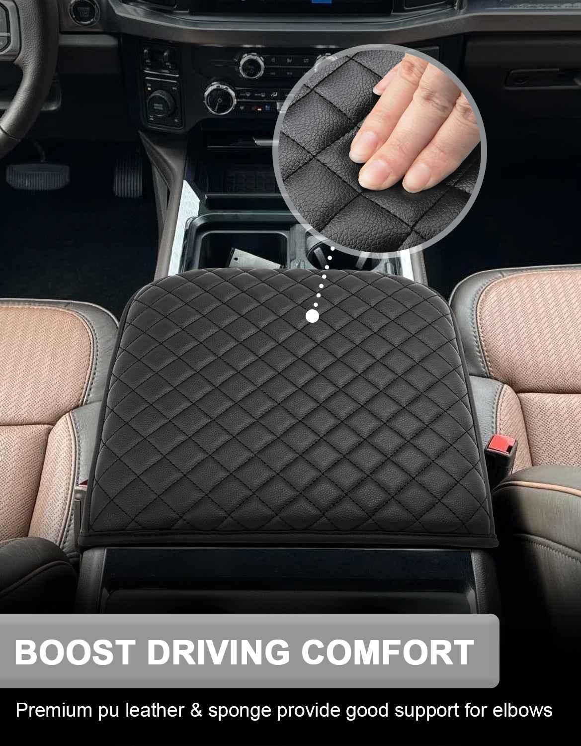 Center Console Cover Pad for Bucket Seat 2023-2026 Ford F250 F350 F450 F550 Super Duty