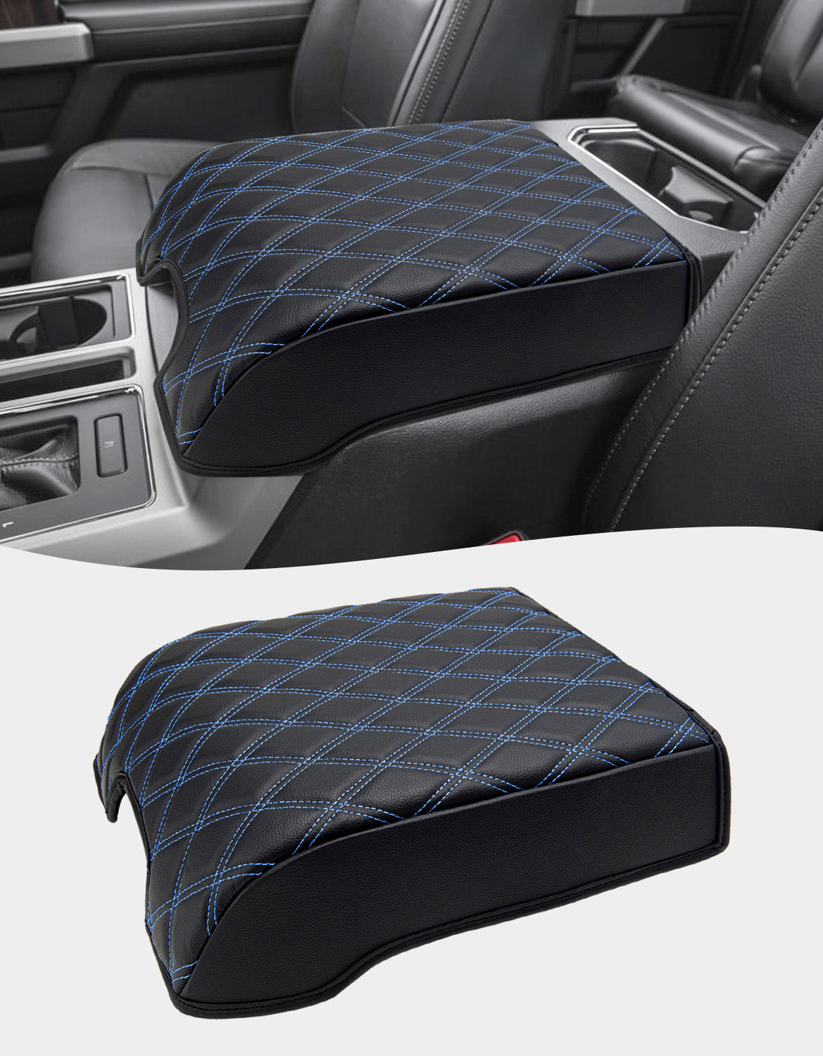 KBH Center Console Armrest Cover Pad for Bucket Seat 2015-2020 Ford F150, 2017-2022 F250 F350 F450 F550 Super Duty, 2018-2024 Ford Expedition