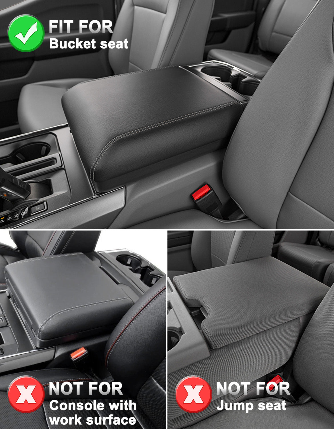 KBH Center Console Armrest Cover Pad for Bucket Seat 2021-2025 Ford F-150