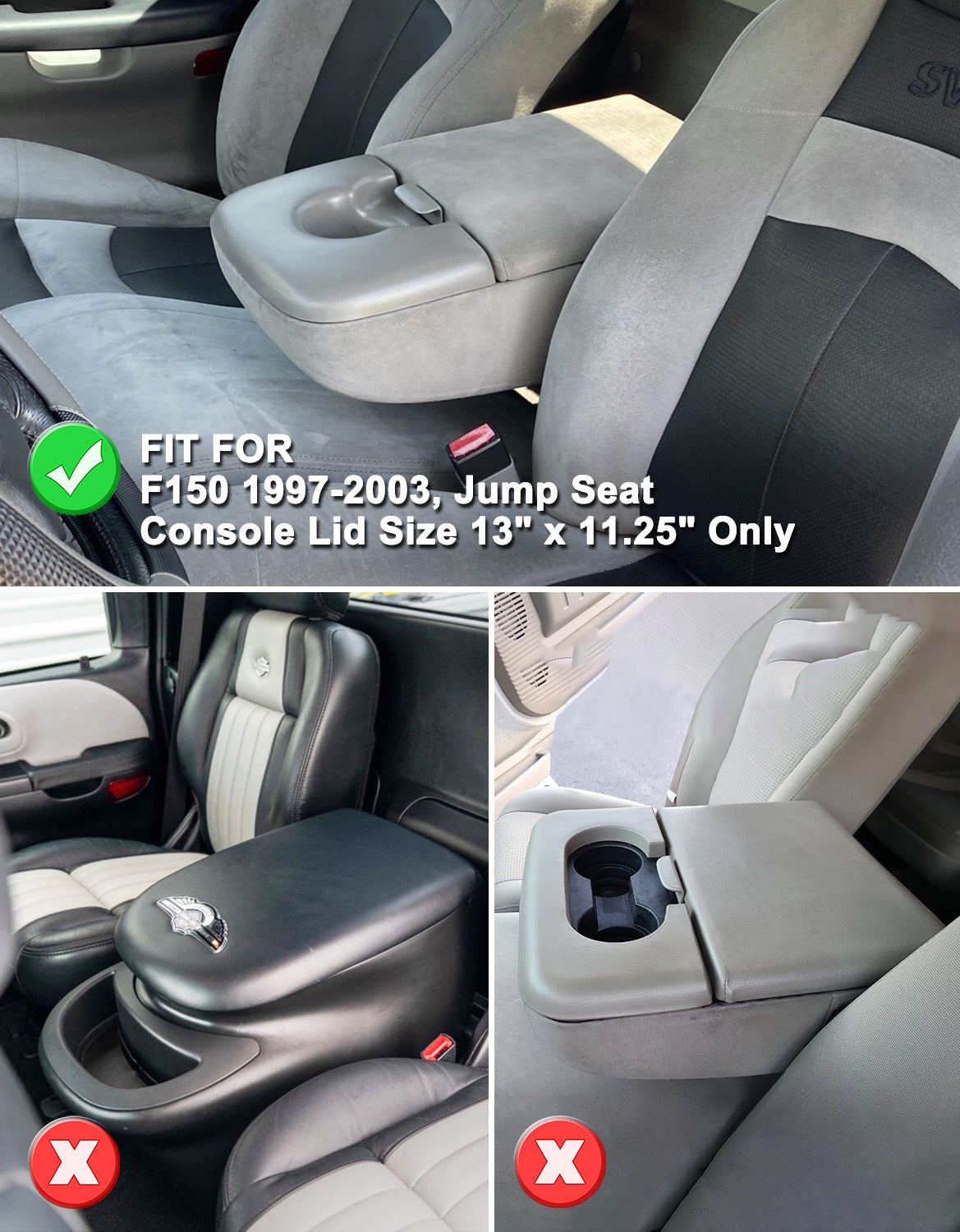 KBH Center Console Armrest Cover Pad for jump Seat 1997-2003 Ford F150