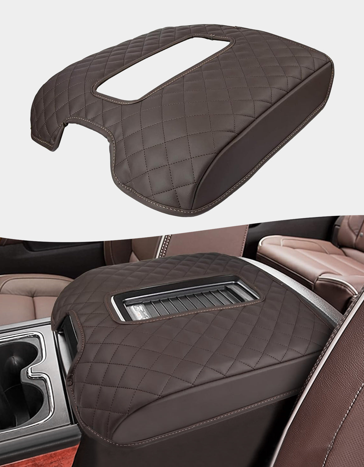 KBH Center Console Armrest Cover Pad for Bucket Seat 2014-2018 Chevy Silverado 1500 2500 3500,2014-2018 GMC Sierra 1500 2500 3500,2015-2020 Tahoe/Yukon/Suburban