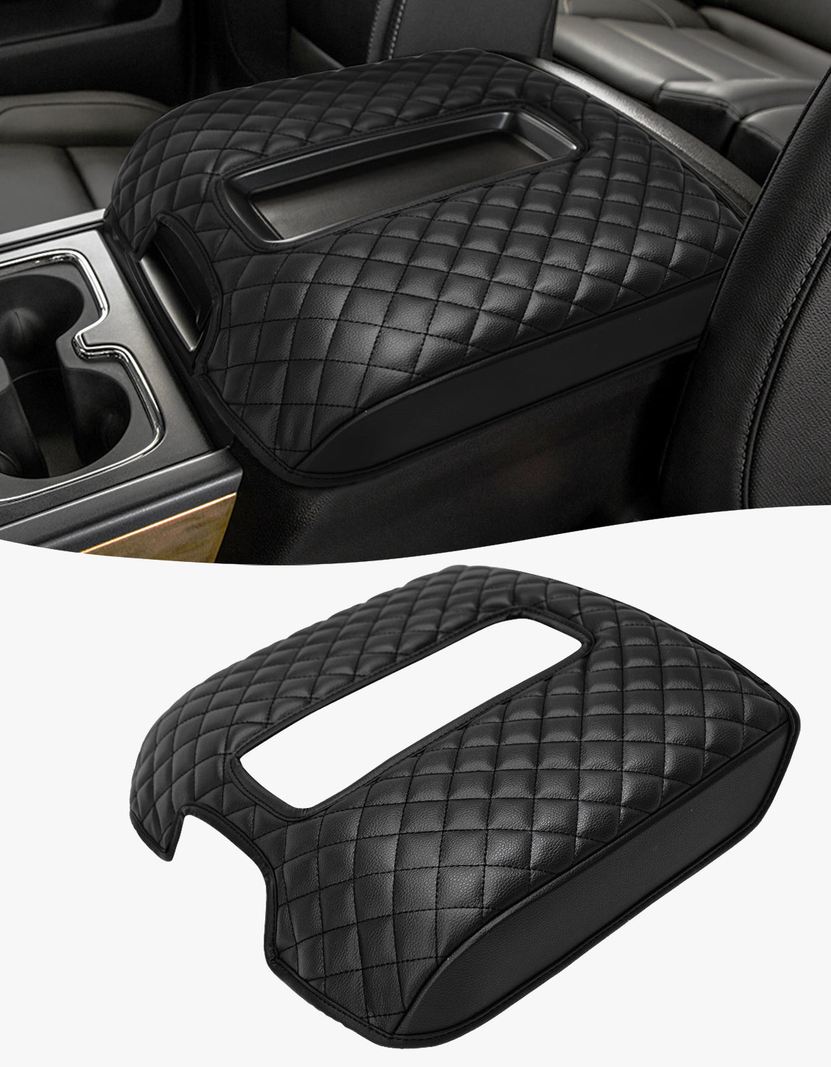 KBH Center Console Armrest Cover Pad for Bucket Seat 2014-2018 Chevy Silverado 1500 2500 3500,2014-2018 GMC Sierra 1500 2500 3500,2015-2020 Tahoe/Yukon/Suburban