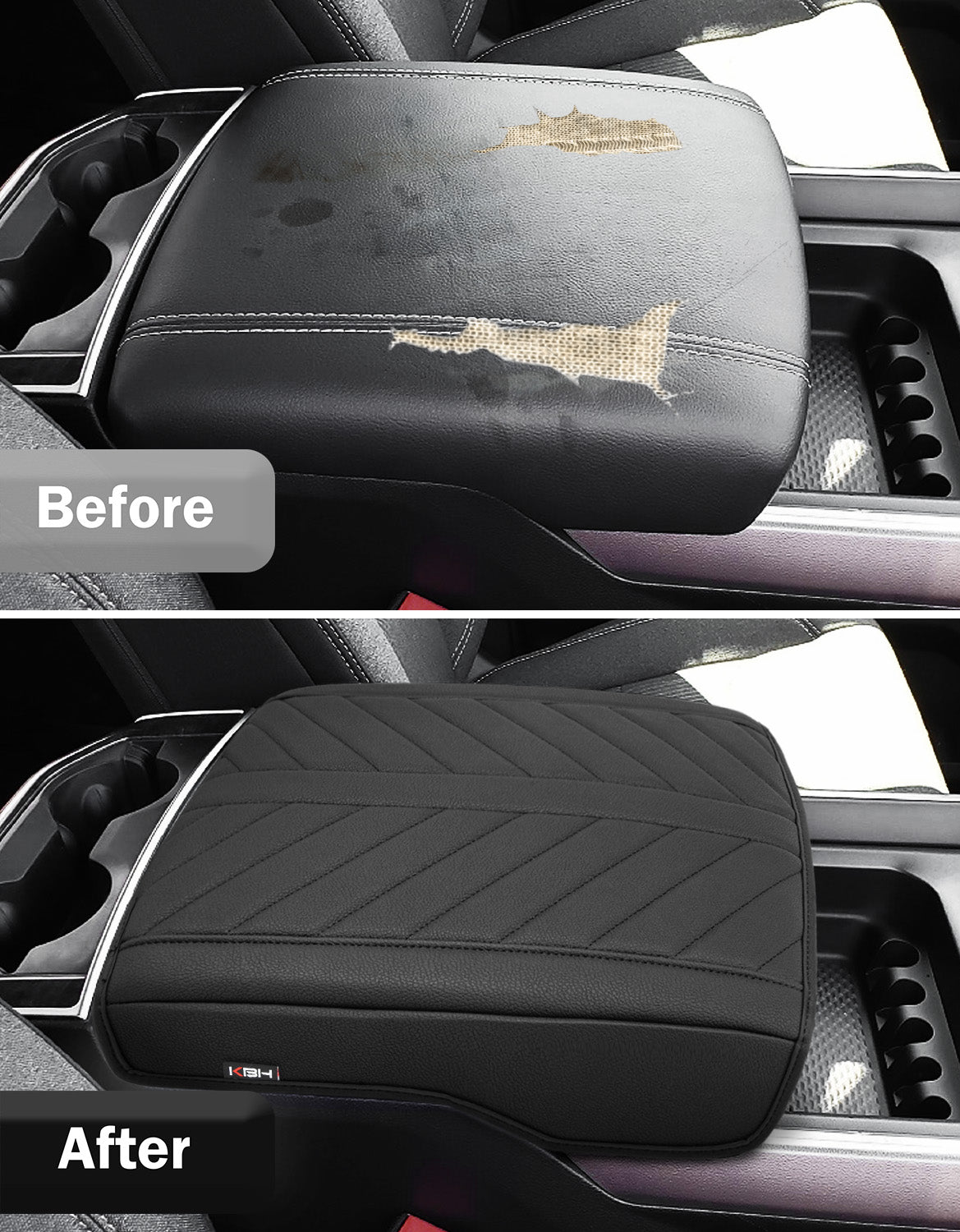 KBH Center Console Armrest Cover Pad for Bucket Seat 2019-2026 Dodge Ram 1500 2500 3500