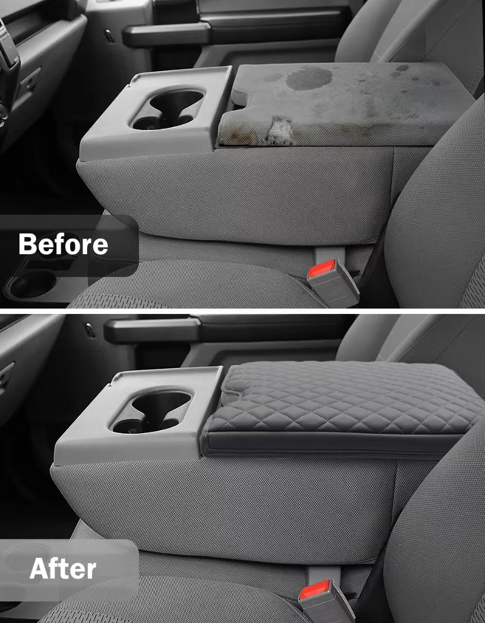 KBH Center Console Armrest Cover Pad for Jump Seat 2015-2025 Ford F150, 2017-2025 Ford F250 F350 F450 F550 Super Duty