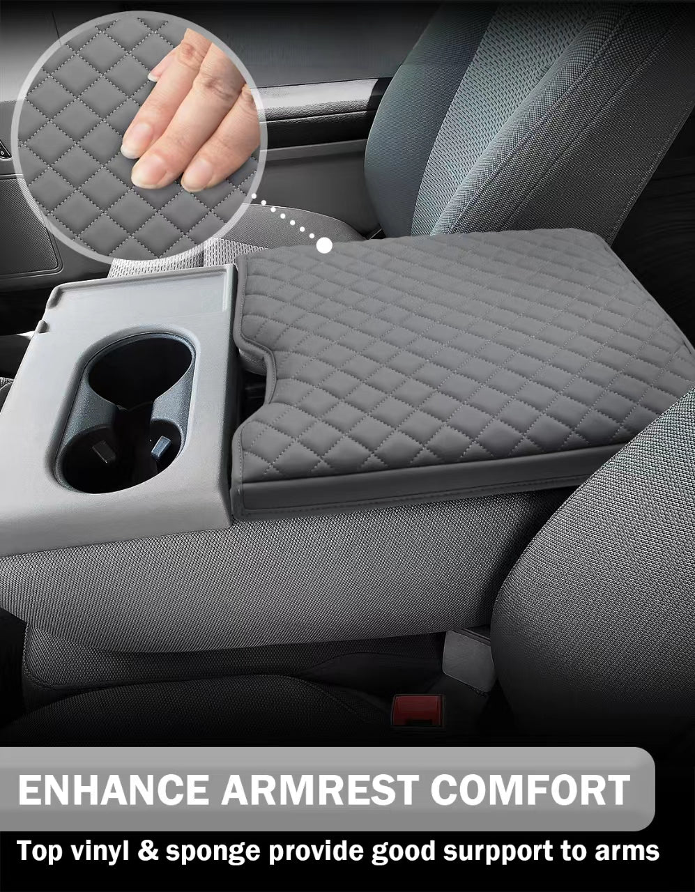 KBH Center Console Armrest Cover Pad for Jump Seat 2015-2025 Ford F150, 2017-2025 Ford F250 F350 F450 F550 Super Duty