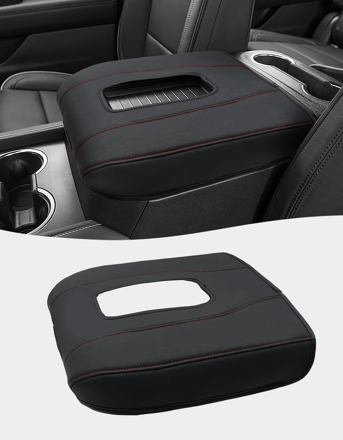 KBH Center Console Cushion Cover for Bucket Seat 2019-2025 GMC Sierra 1500 2500 3500,2019-2025 Chevy Silverado 1500 2500 3500, 2021-2025 Tahoe/Suburban/Yukon