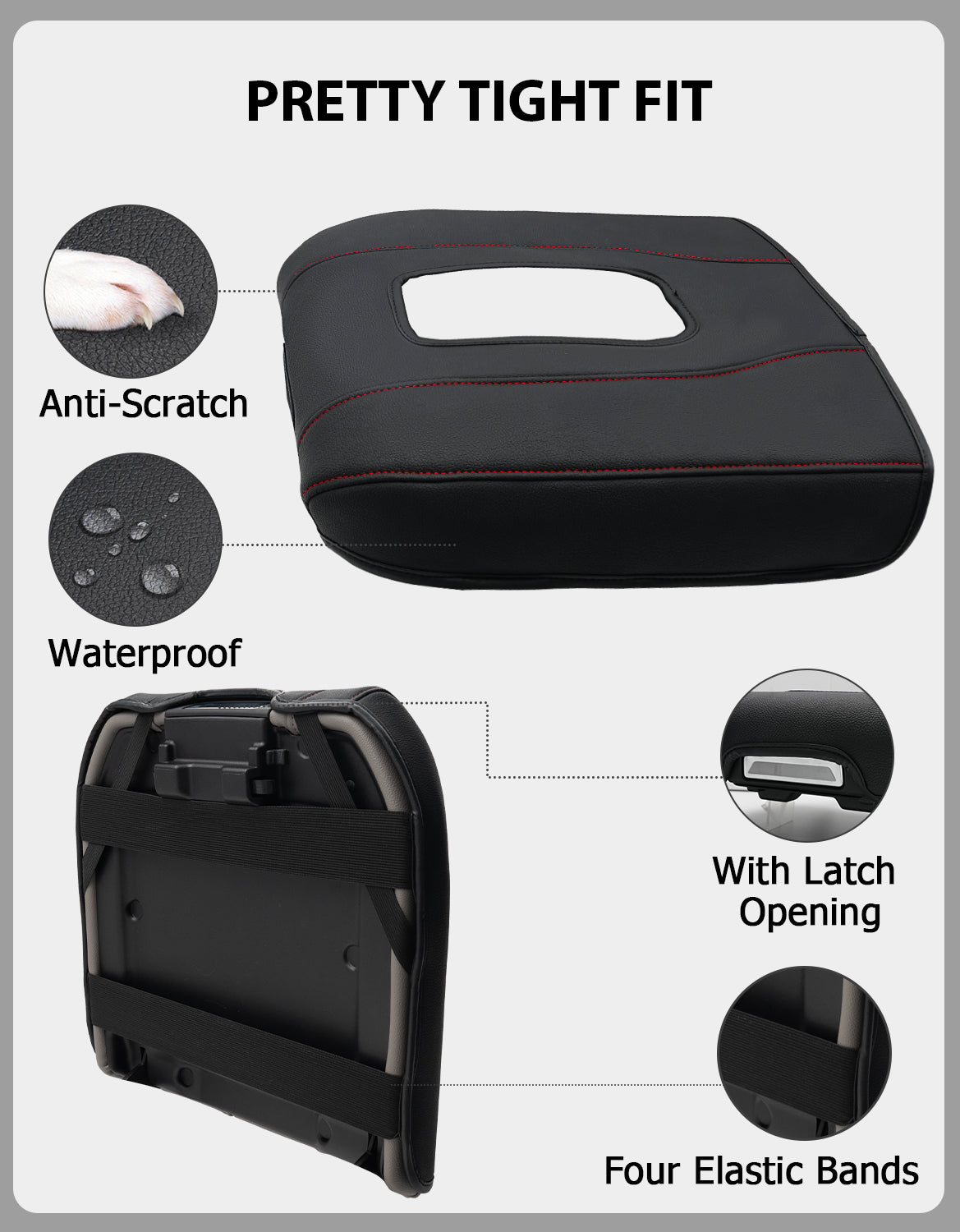 KBH Center Console Cushion Cover for Bucket Seat 2019-2026 GMC Sierra 1500 2500 3500,2019-2026 Chevy Silverado 1500 2500 3500, 2021-2026 Tahoe/Suburban/Yukon