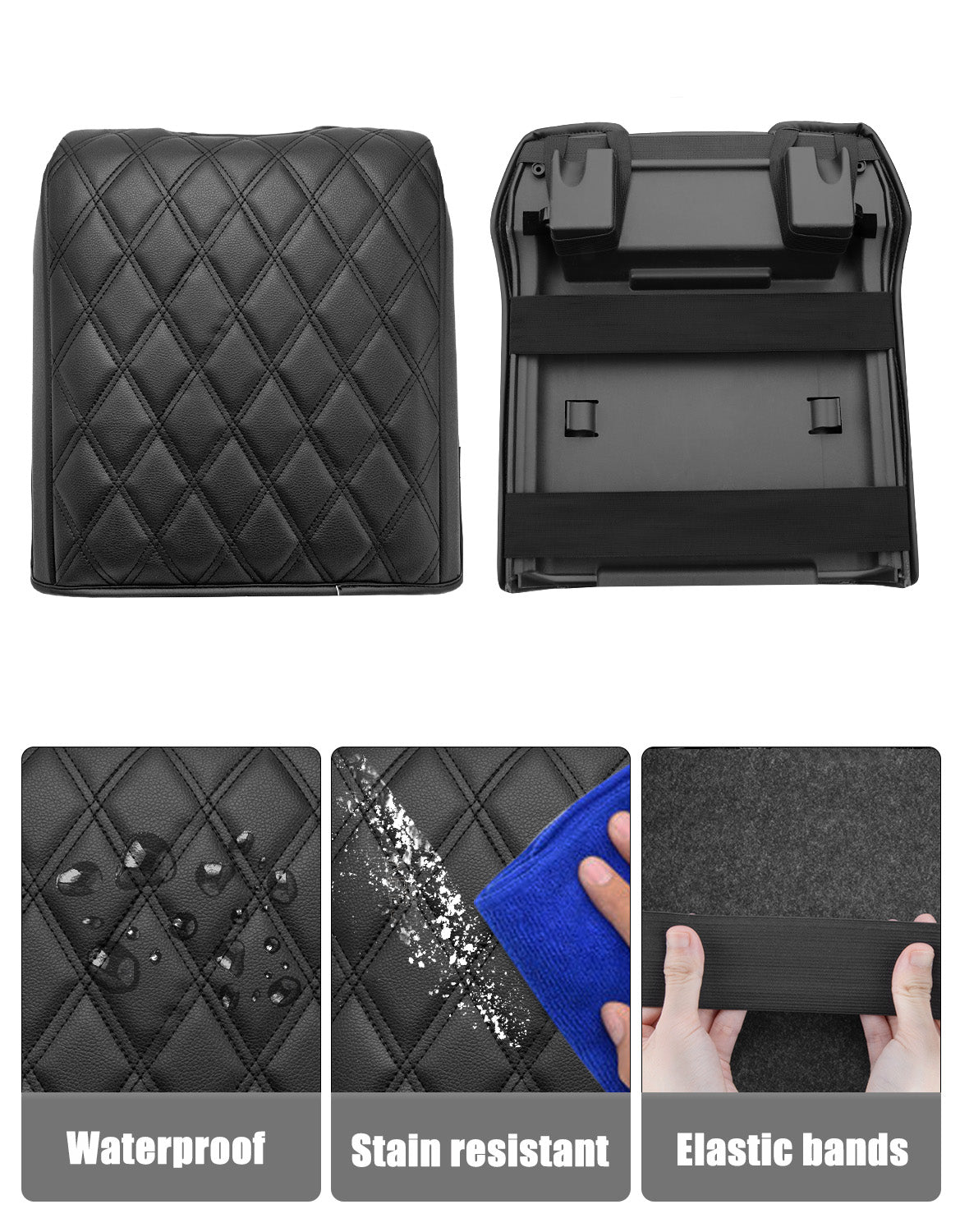 KBH Center Console Armrest Cover Pad for Bucket Seat 2015-2020 Ford F150, 2017-2022 F250 F350 F450 F550 Super Duty, 2018-2024 Ford Expedition