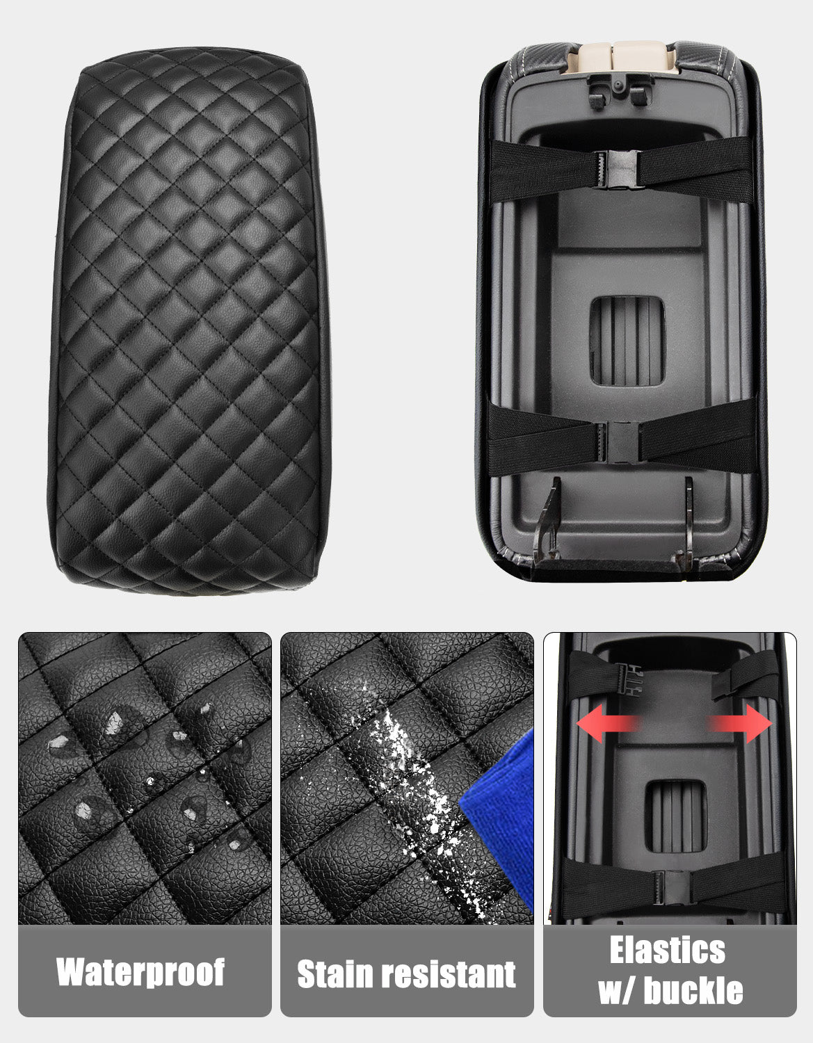 KBH Center Console Armrest Cover Cushion Pad Protector for 2011-2020 Dodge Durango,2011-2020 Jeep Grand Cherokee