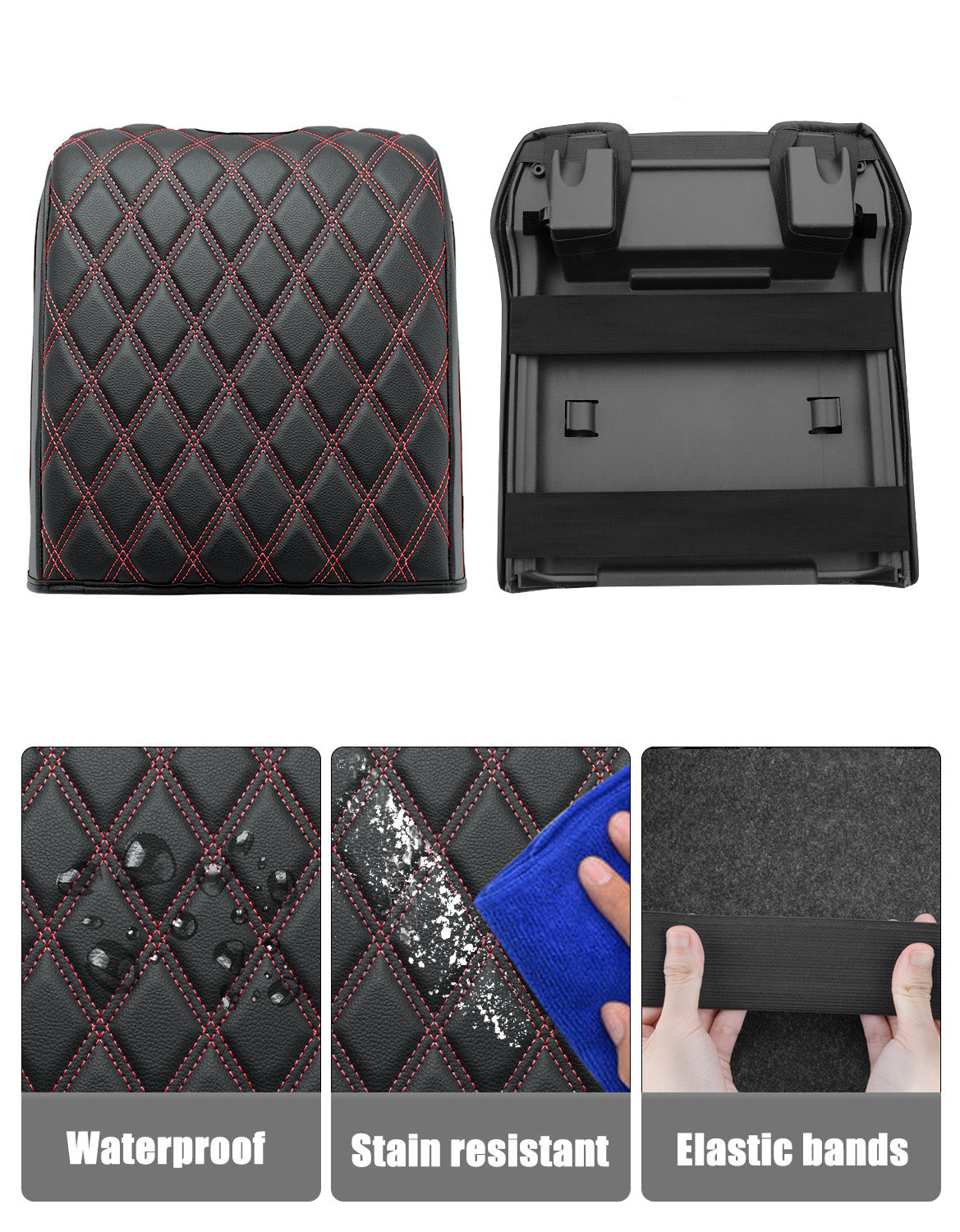 KBH Center Console Armrest Cover Pad for Bucket Seat 2015-2020 Ford F150, 2017-2022 F250 F350 F450 F550 Super Duty, 2018-2024 Ford Expedition