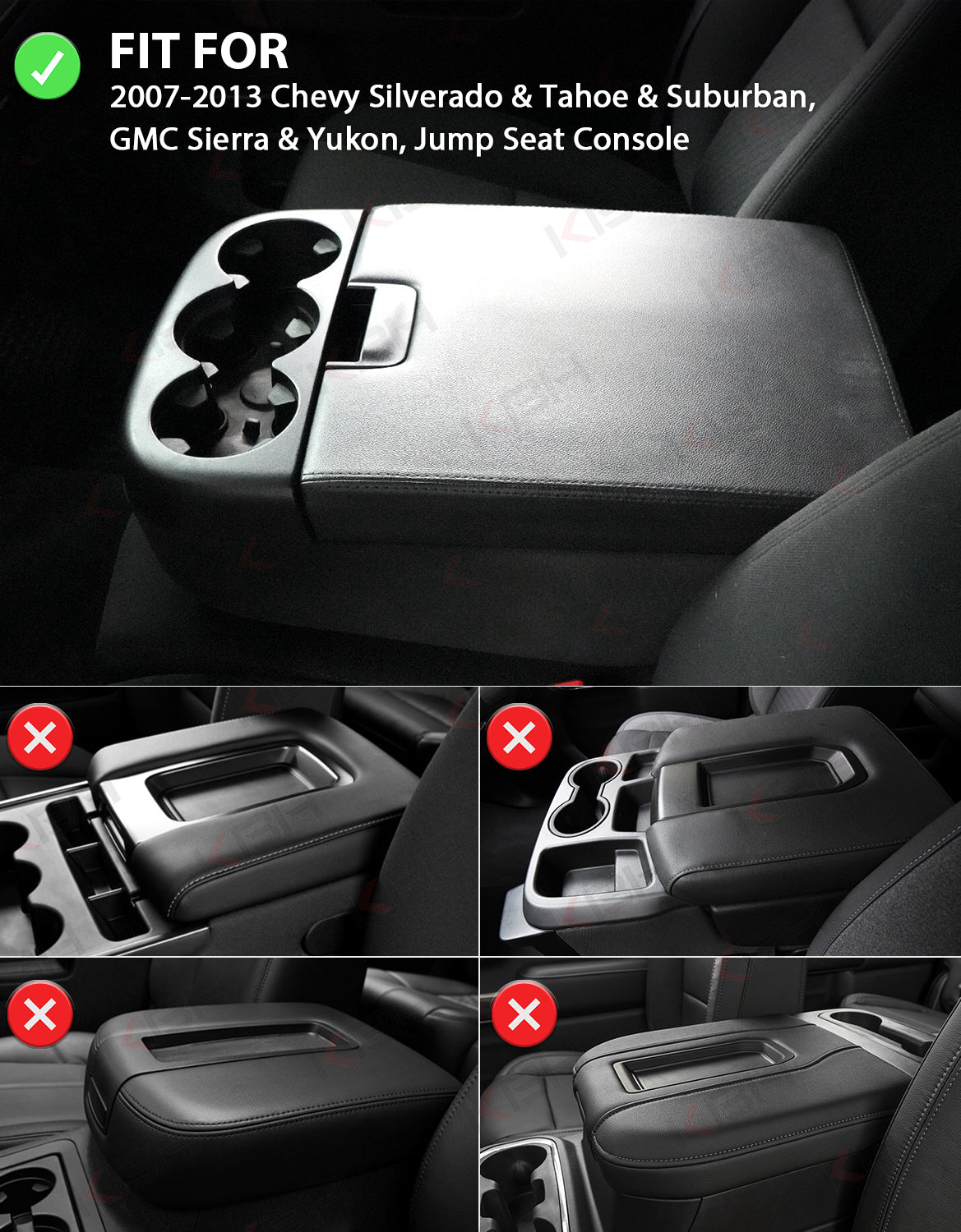Center Console Armrest Cover for Jump Seat 2007-2013 Chevy Silverado 1500 2500 3500,2007-2013 Chevy Tahoe & Suburban,2007-2013 GMC Sierra 1500 2500 3500,2007-2013 GMC Yukon