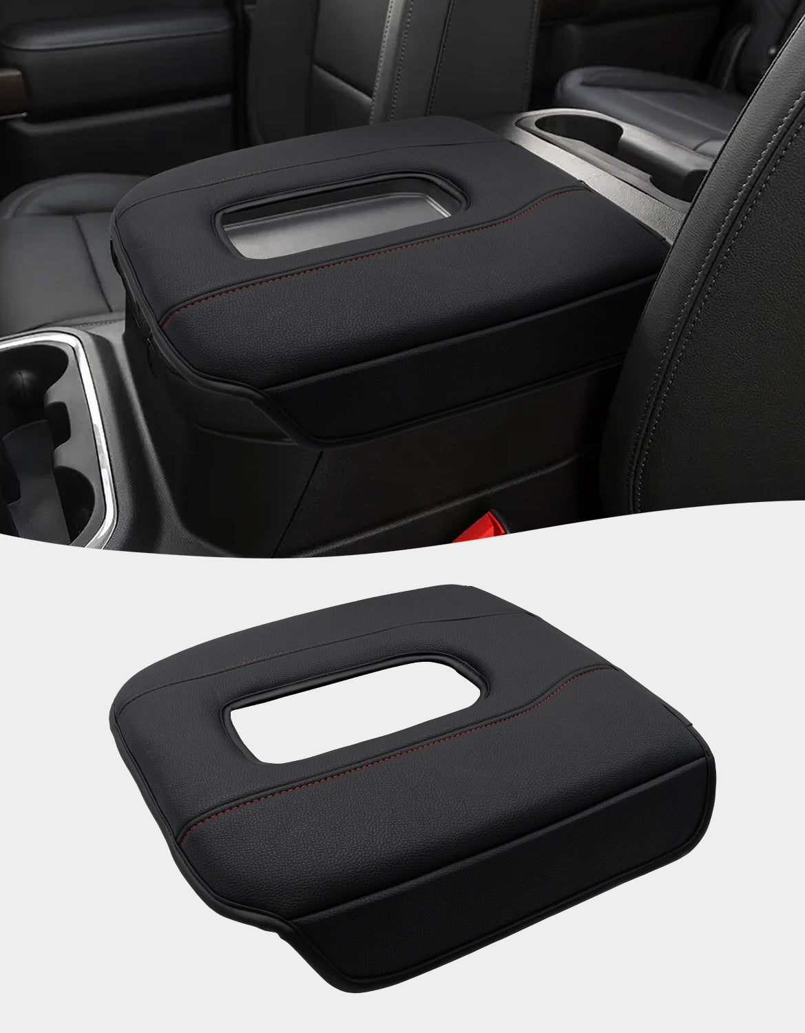 KBH Center Console Cushion Cover for Bucket Seat 2019-2025 GMC Sierra 1500 2500 3500,2019-2025 Chevy Silverado 1500 2500 3500, 2021-2025 Tahoe/Suburban/Yukon