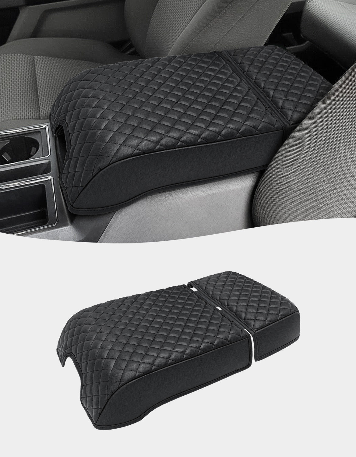 KBH Center Console Armrest Cover Pad for Bucket Seat 2015-2020 Ford F150, 2017-2022 F250 F350 F450 F550 Super Duty, 2018-2024 Ford Expedition
