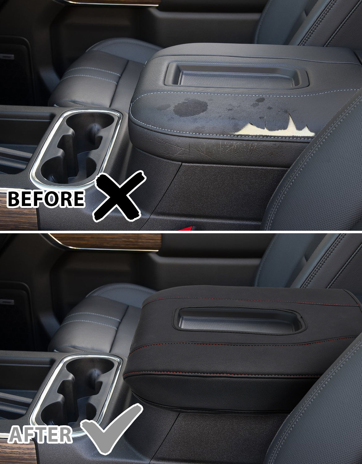 KBH Center Console Cushion Cover for Bucket Seat 2019-2025 GMC Sierra 1500 2500 3500,2019-2025 Chevy Silverado 1500 2500 3500, 2021-2025 Tahoe/Suburban/Yukon