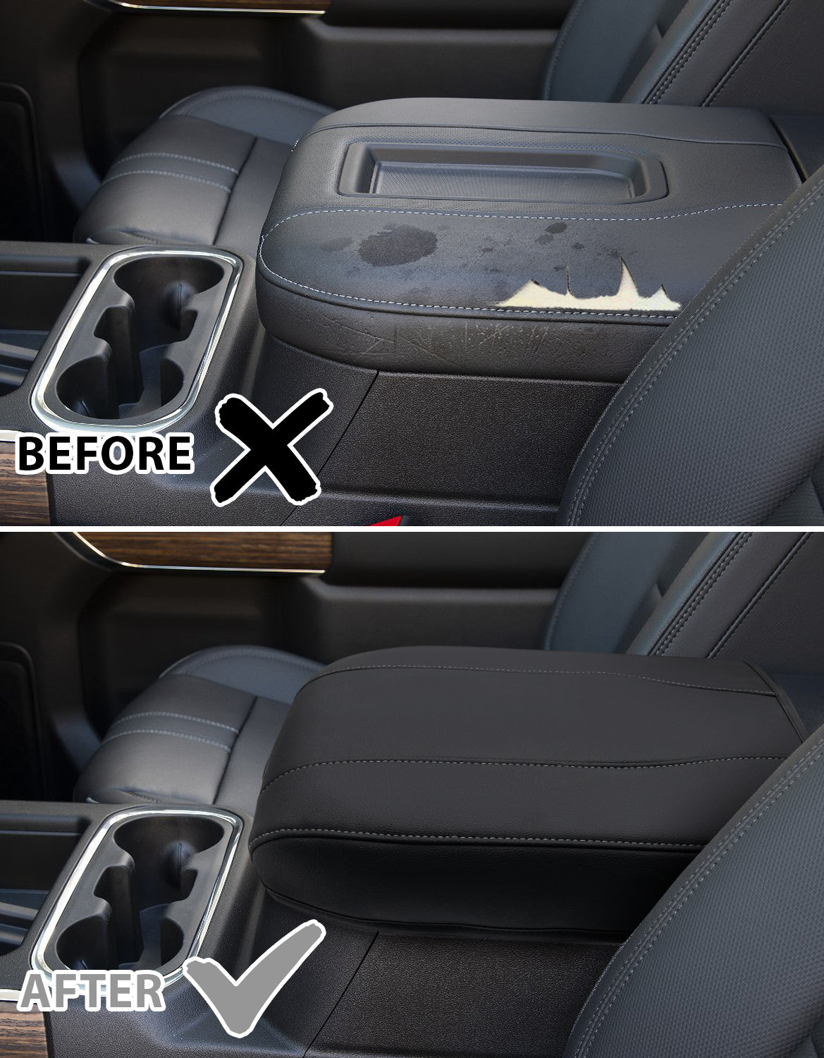 KBH Center Console Armrest Cover for Bucket Seat 2019-2025 Chevy Silverado 1500 2500 3500,2019-2025 GMC Sierra 1500 2500 3500,2021-2025 Tahoe/Suburban/Yukon