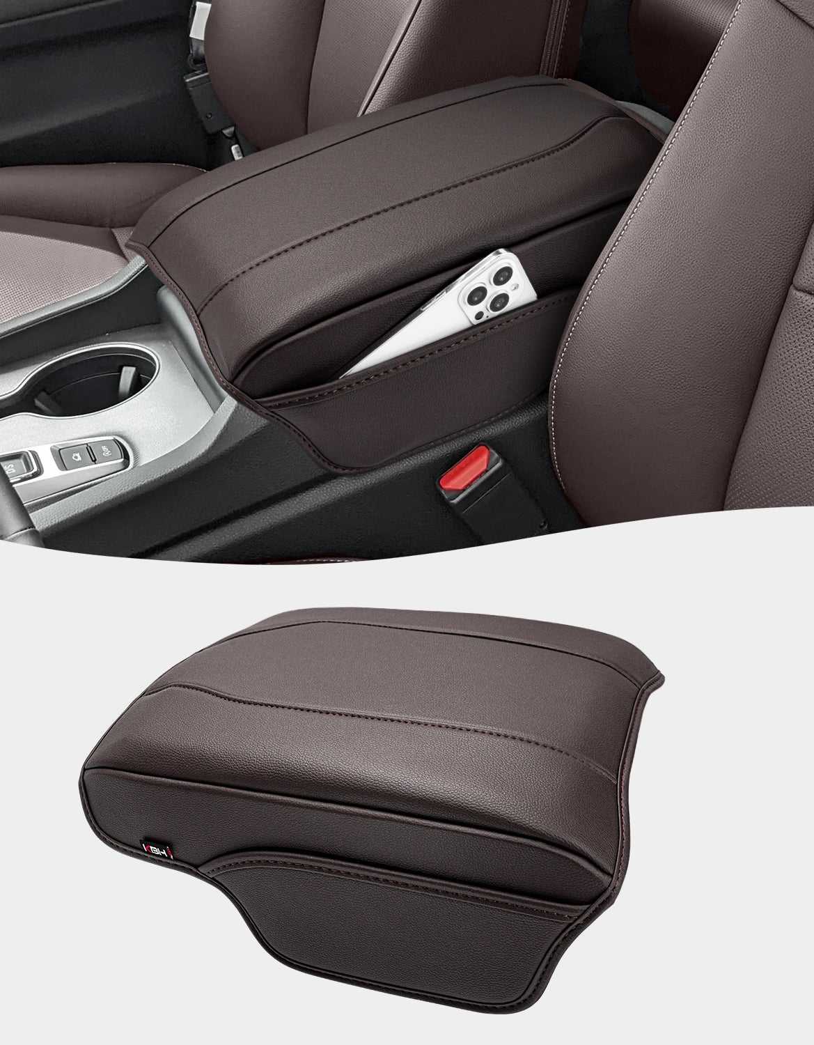 KBH Center Console Armrest Cover for Honda Pilot 2023-2026, Honda Ridgeline 2024-2025, Passport 2024-2026,Middle Console Lid Protector with Side Pockets