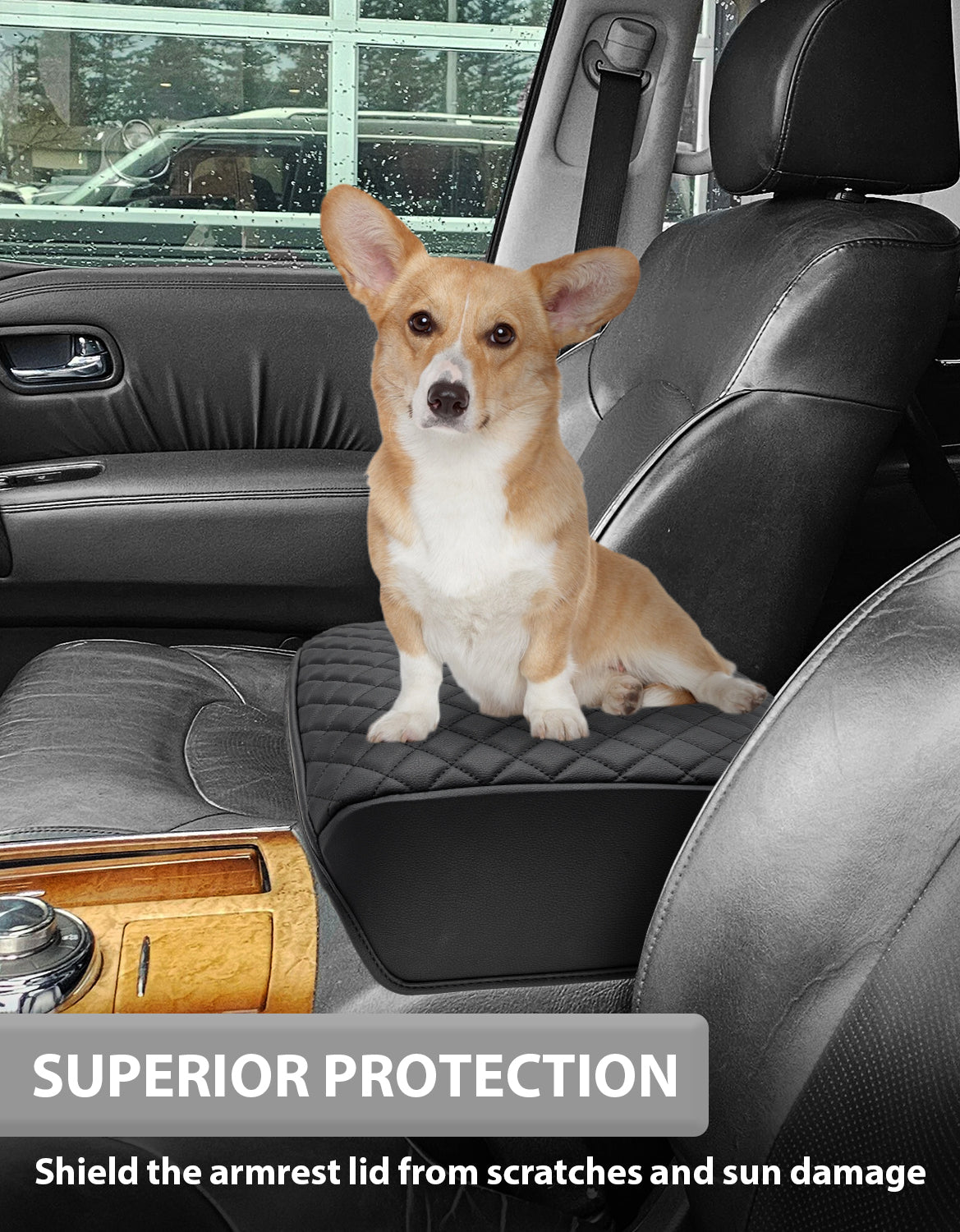 KBH Center Console Armrest Cover Pad Protector for Infiniti QX56 2011-2017, Infiniti QX80 2011-2017