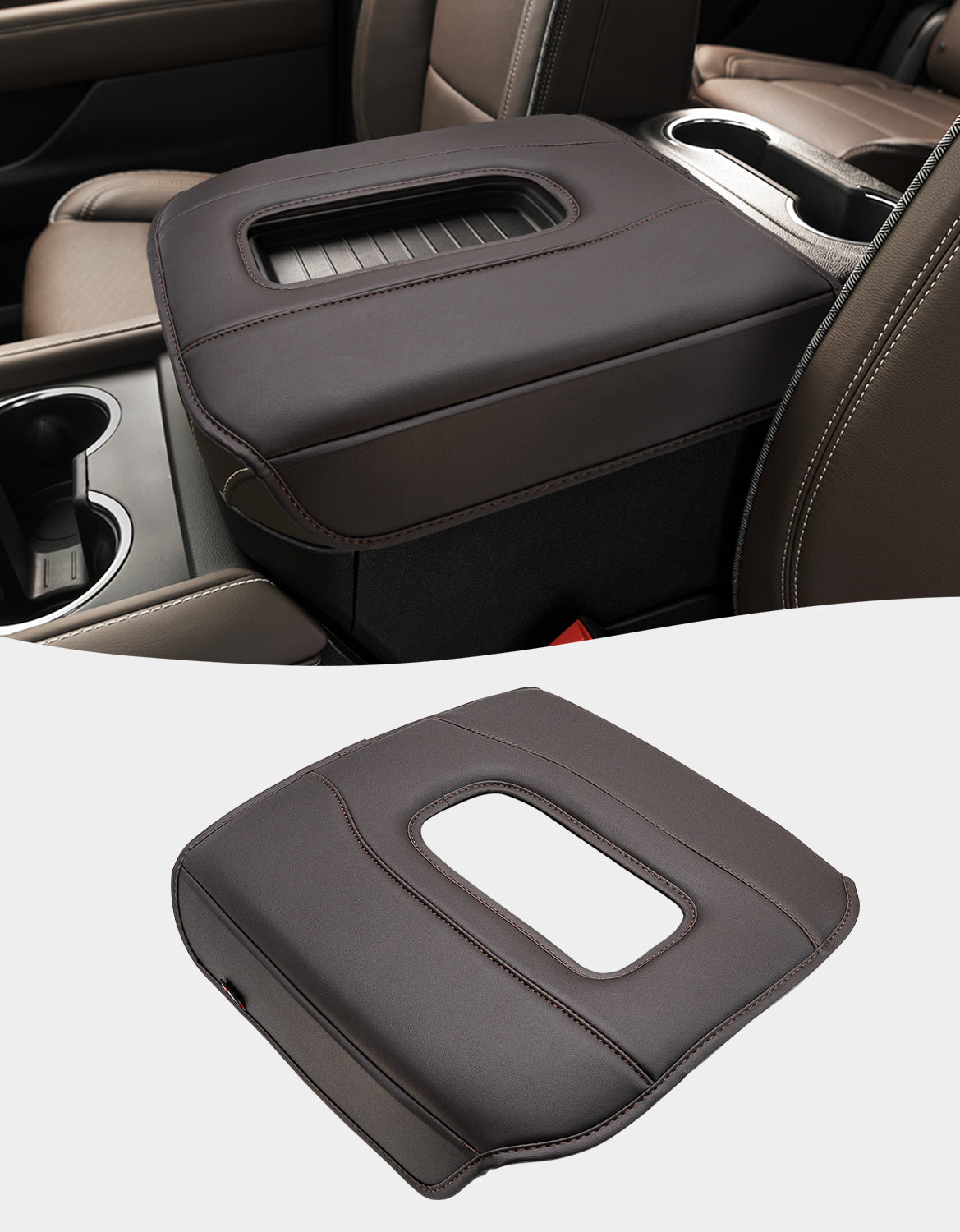 KBH Center Console Cushion Cover for Bucket Seat 2019-2025 GMC Sierra 1500 2500 3500,2019-2025 Chevy Silverado 1500 2500 3500, 2021-2025 Tahoe/Suburban/Yukon